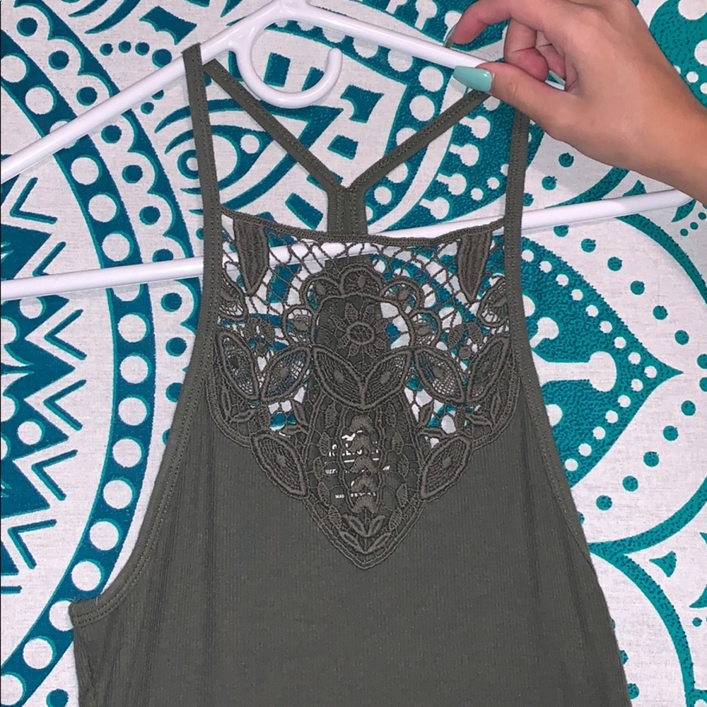 hollister lace navy tank top